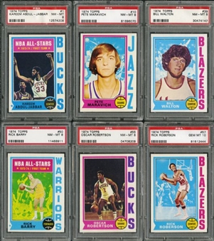 1974 Topps Basketball PSA Graded Near-Complete Set with 263/264 Cards (1 PSA 10, 92 PSA 9s and 169 PSA 8s) Ranked 5th on PSA Registry